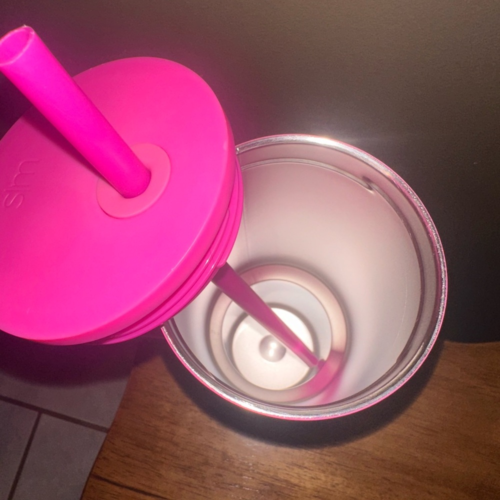 Pink Tumbler with Straw